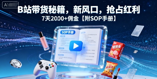 B站带货秘籍，新风口，抢占红利，7天2k+佣金【附SOP手册】-领学通