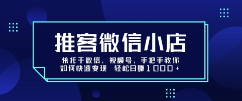 推客微信小店依托于微信、视频号，手把手教你如何快速变现 轻松日入1k+【揭秘】-领学通