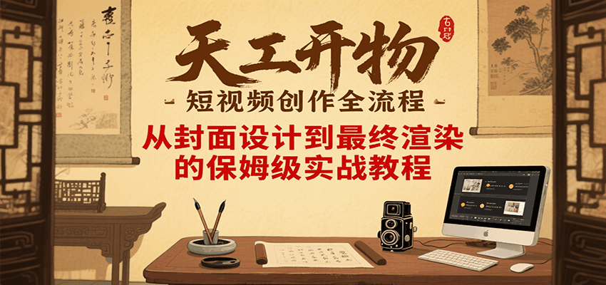 天工开物短视频创作全流程，从封面设计到最终渲染的保姆级实战教程-领学通
