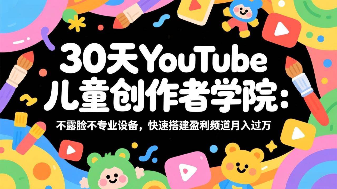 (17554期)30天YouTube儿童创作者学院:不露脸不专业设备,快速搭建盈利频道月入过万-领学通