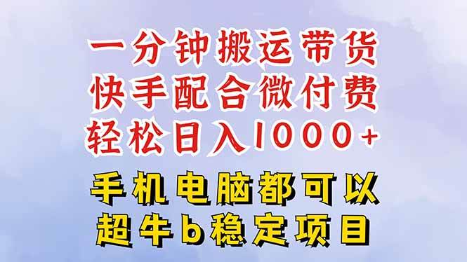 (16285期)快手黑科技一分钟搬运带货,一刀不剪过原创,微付费投流玩法,轻松日入…-领学通