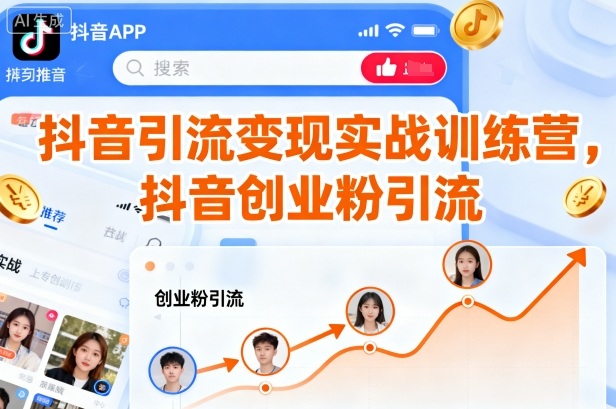 抖音引流变现实战训练营,抖音创业粉引流-领学通