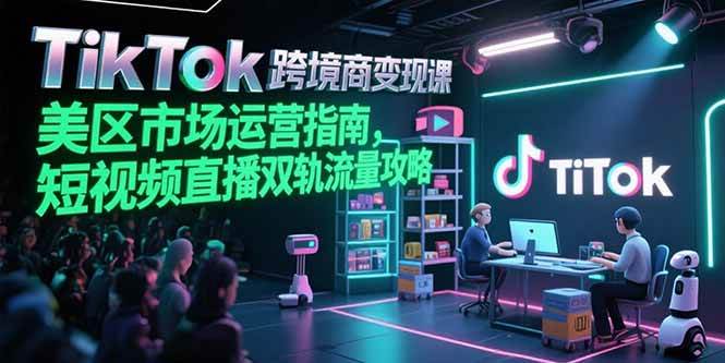 （15344期）TikTok跨境电商变现课，美区市场运营指南，短视频直播双轨流量攻略-领学通