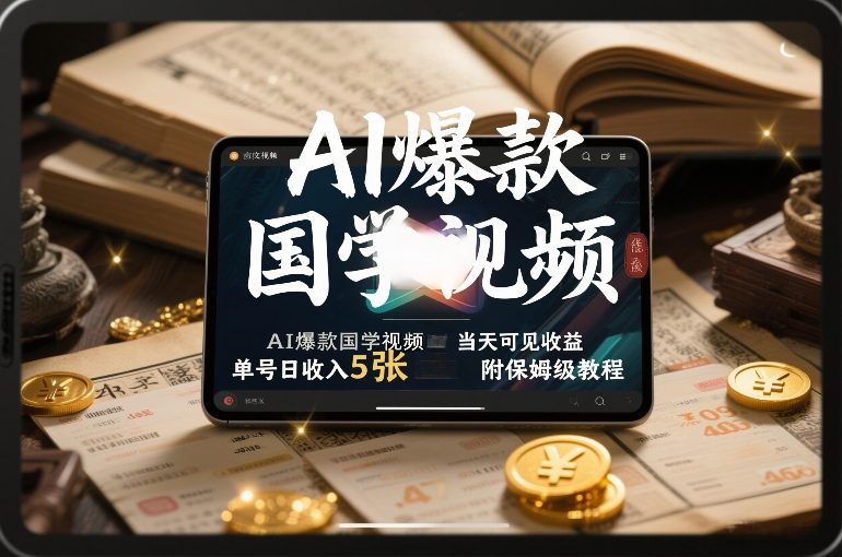 AI爆款国学视频,独家起号方法,小白直接上手,当天可见收益,单号日收入5张+附保姆级教程-领学通