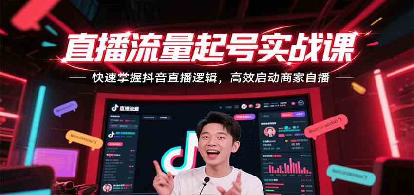 直播流量起号实战课，快速掌握抖音直播逻辑，高效启动商家自播-领学通