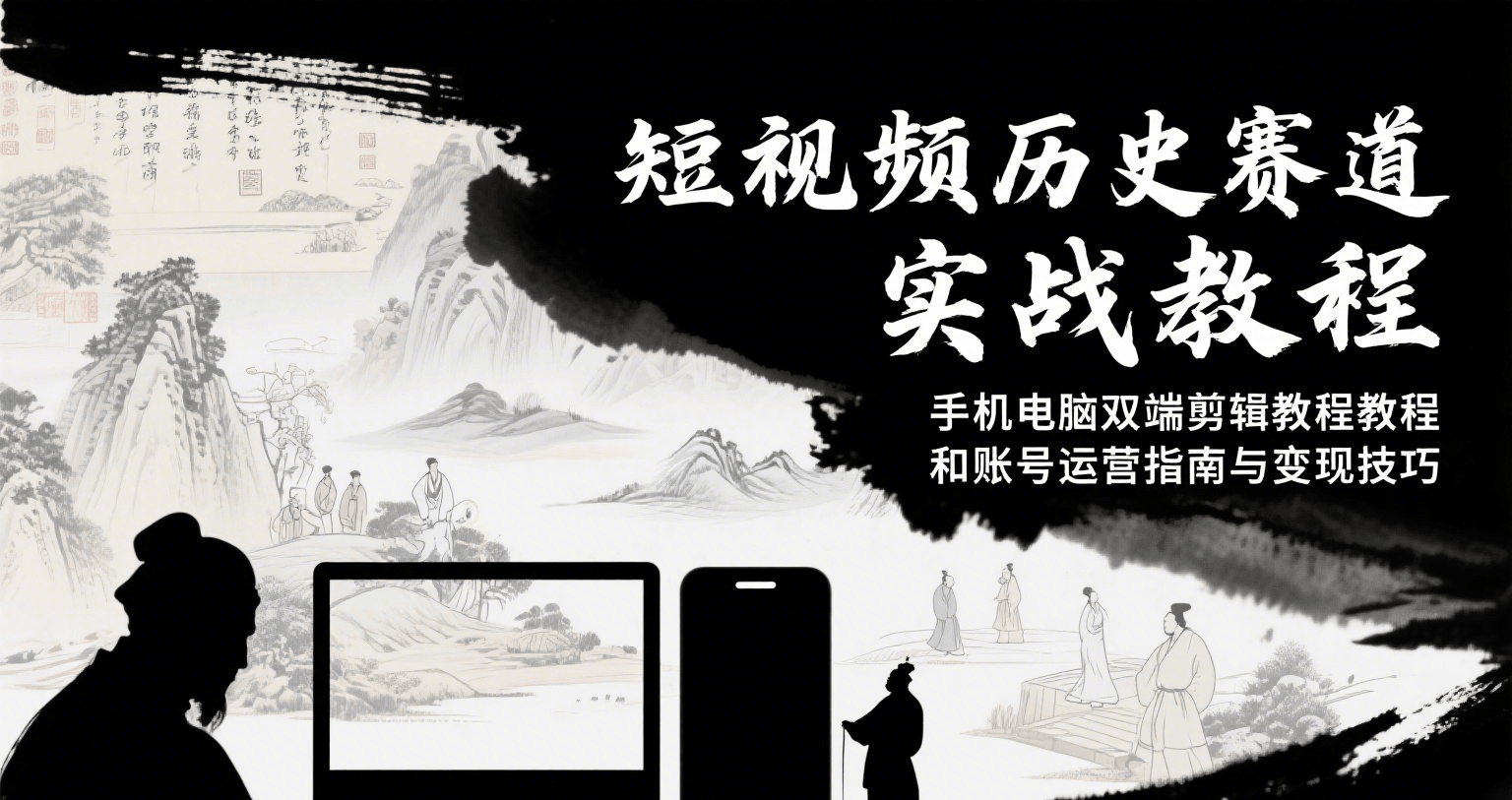 短视频历史赛道实战教程，手机电脑双端剪辑教程和账号运营指南与变现技巧-领学通