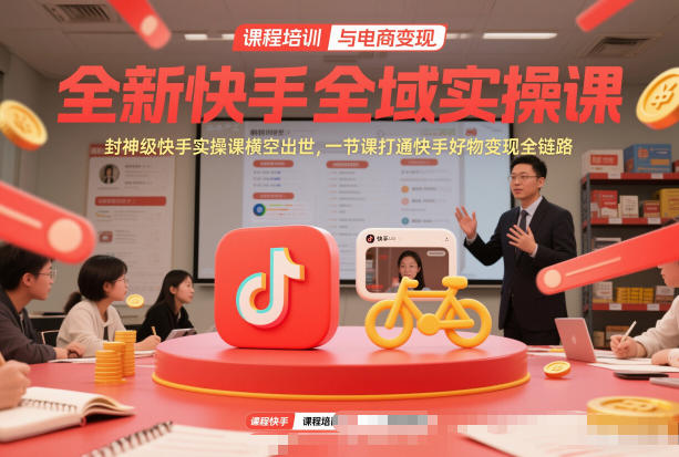 全新快手全域实操课，封神级快手实操课横空出世，一节课打通快手好物变现全链路-领学通