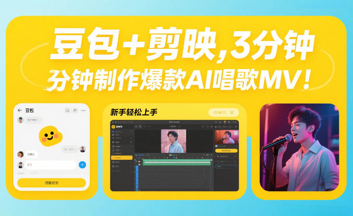 豆包+剪映，3分钟制作爆款AI唱歌MV，新手轻松上手-领学通