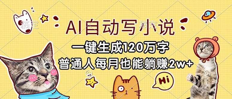 （17025期）AI自动写小说，一键生成120万字，普通人每月也能躺赚2w+-领学通