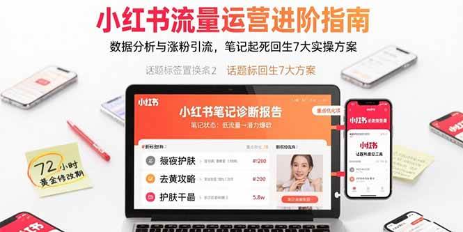 （15827期）小红书流量运营进阶指南，数据分析与涨粉引流，笔记起死回生7大实操方案-领学通