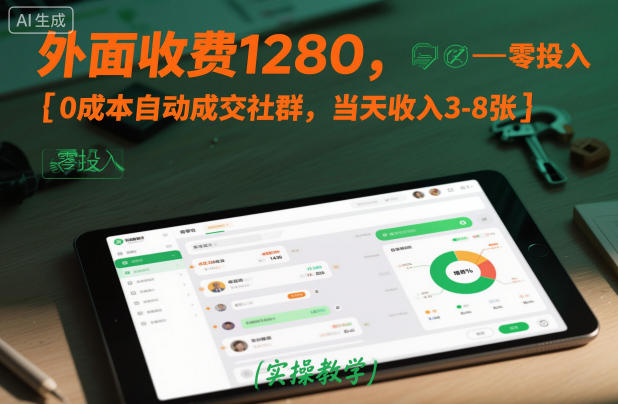 外面收费1280,0成本自动成交社群,当天收入3-8张【实操教学】-领学通