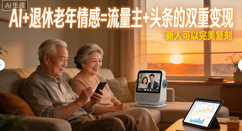 AI+退休老年情感=流量主+头条的双重变现，新人可以完美复刻-领学通