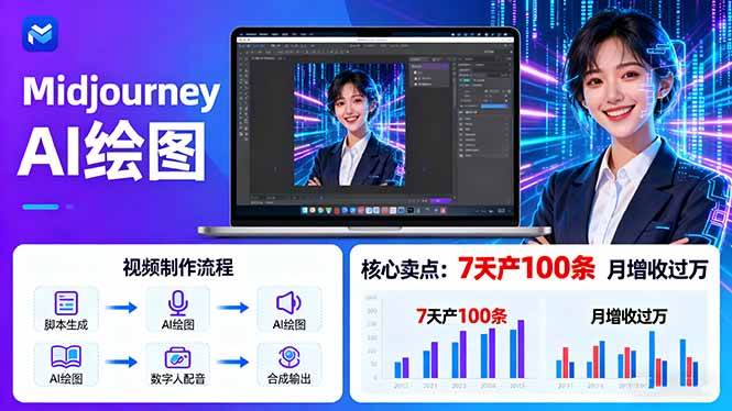 （16049期）AI绘图照片开口说话视频制作：Midjourney+数字人，7天产100条月增收过万-领学通
