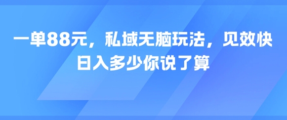 一单88元，私域无脑玩法，见效快，日入多少你说了算-领学通