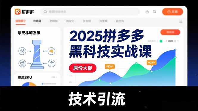 (16977期)2025拼多多黑科技实战课,擎天柱玩法、爆流SKU、原价大促,技术引流,单店日销轻松破千单-领学通