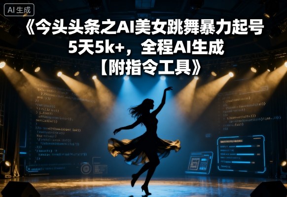 今日头条之AI美女跳舞暴力起号，5天1k+，全程AI生成【附指令工具】-领学通