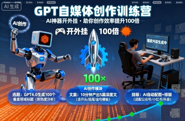 GPT自媒体创作训练营:AI神器开外挂,助你创作效率提升100倍-领学通