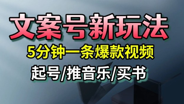 文案号新玩法,5分钟一条爆款视频,流量高,起号快,多方位变现-领学通