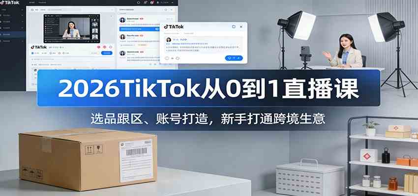 2026TikTok从0到1直播课：选品跟区、账号打造，新手打通跨境生意-领学通