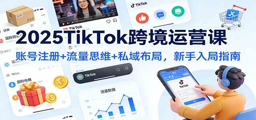 2025TikTok跨境运营课:账号注册+流量思维+私域布局,新手入局指南-领学通