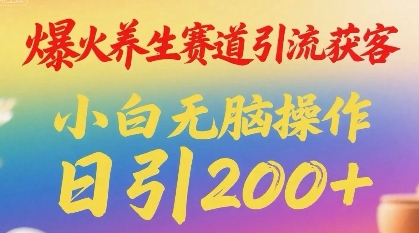 爆火养生赛道引流获客，小白无脑操作，日引200+-领学通