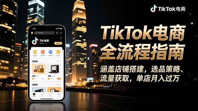 （16524期）TikTok电商全流程指南，涵盖店铺搭建、选品策略、流量获取，单店月入过万-领学通