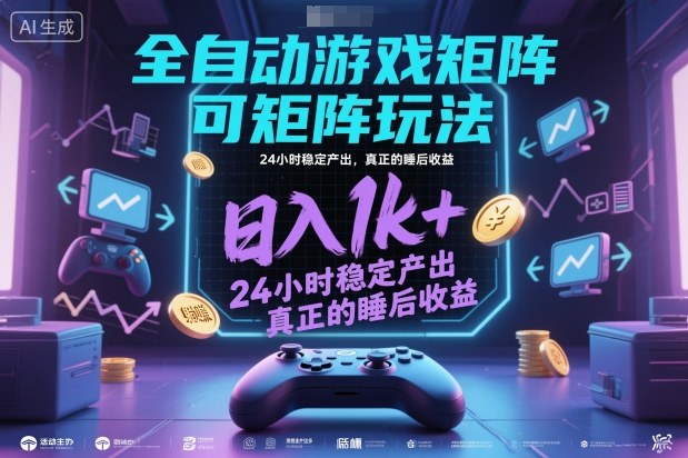 全自动游戏掘金,可矩阵操作,日入1k+,24小时稳定产出,真正的睡后收益【揭秘】-领学通
