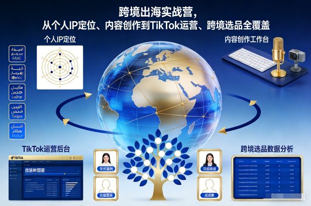跨境出海实战营,从个人IP定位、内容创作到TikTok运营、跨境选品全覆盖-领学通