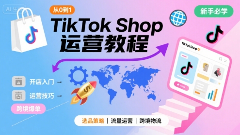TikTok Shop从0到1运营教程，TikTok跨境电商新手必学课程-领学通