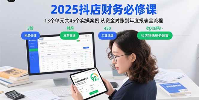 （15763期）2025抖店财务必修课：13个单元共45个实操案例 从资金对账到年度报表全流程-领学通