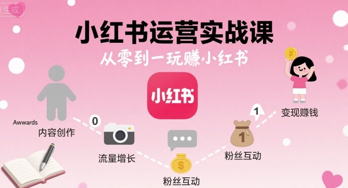 小红书运营实战课，从零到一玩賺小红书-领学通