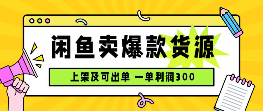 （15977期）闲鱼卖爆款货源，每天利润1000，上架即出单-领学通