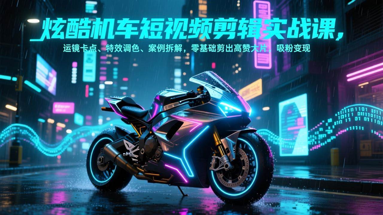 （17304期）炫酷机车短视频剪辑实战课，运镜卡点、特效调色、案例拆解，零基础剪出高赞大片，吸粉变现-领学通