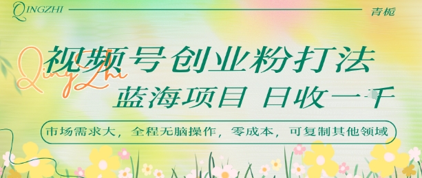 视频号创业粉打法，日入1k，蓝海项目，市场需求大，全程无脑操作，可复制-领学通