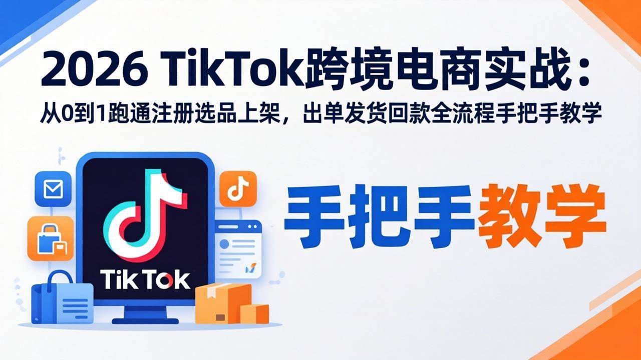 (17850期)2026TikTok跨境电商实战:从0到1跑通注册选品上架,出单发货回款全流程手把手教学-领学通