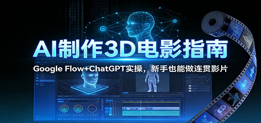 AI制作3D电影指南:Google Flow+ChatGPT实操,新手也能做连贯影片-领学通