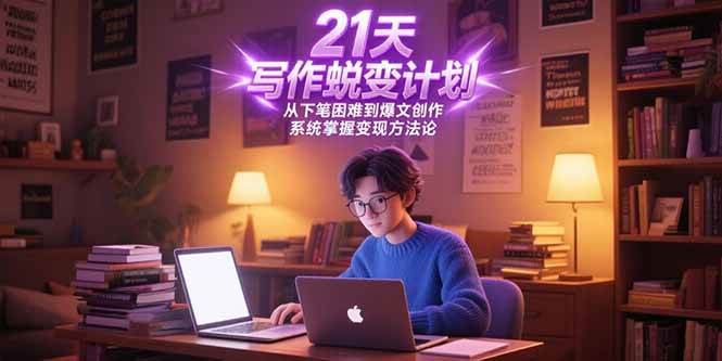 （15204期）21天写作蜕变计划，从下笔困难到爆文创作，系统掌握变现方法论-领学通