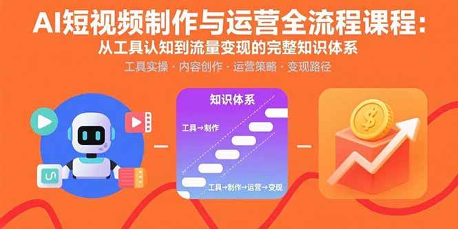 （15863期）AI短视频制作与运营全流程课程：从工具认知到流量变现的完整知识体系-领学通