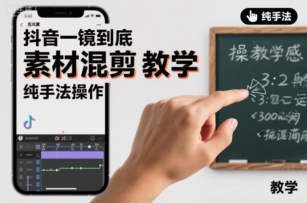 抖音一镜到底素材混剪教学,纯手法操作-领学通