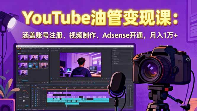 （15987期）2025YouTube油管变现课：涵盖账号注册、视频制作、Adsense开通，月入1万+-领学通