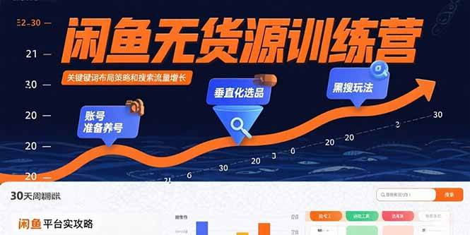 （15698期）闲鱼无货源训练营：账号准备养号/垂直化选品/黑搜玩法，0基础30天盈利指南-领学通
