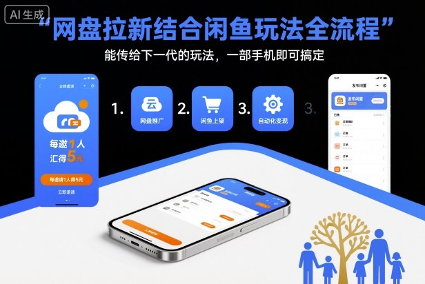 网盘拉新结合闲鱼玩法全流程,能传给下一代的玩法,一部手机即可搞定(附入口渠道以及实操教程)-领学通