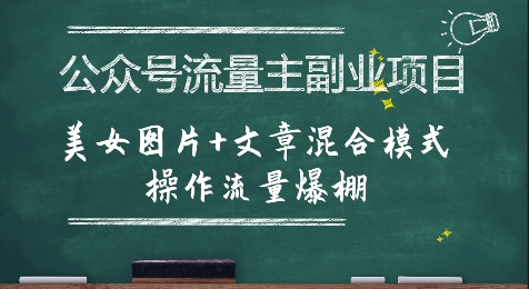 公众号流量主副业项目，美女图片+文章混合模式操作流量爆棚-领学通