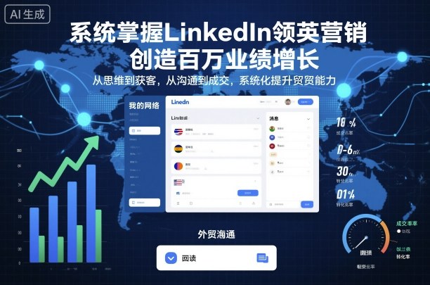 系统掌握LinkedIn领英营销,创造百万业绩增长,从思维到获客,从沟通到成交,系统化提升外贸能力-领学通