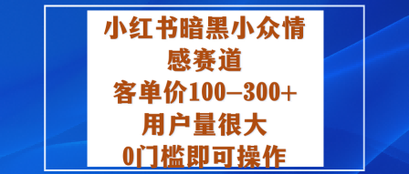 小红书暗黑小众情感赛道,客单价100-300+用户量很大,0门槛即可操作-领学通