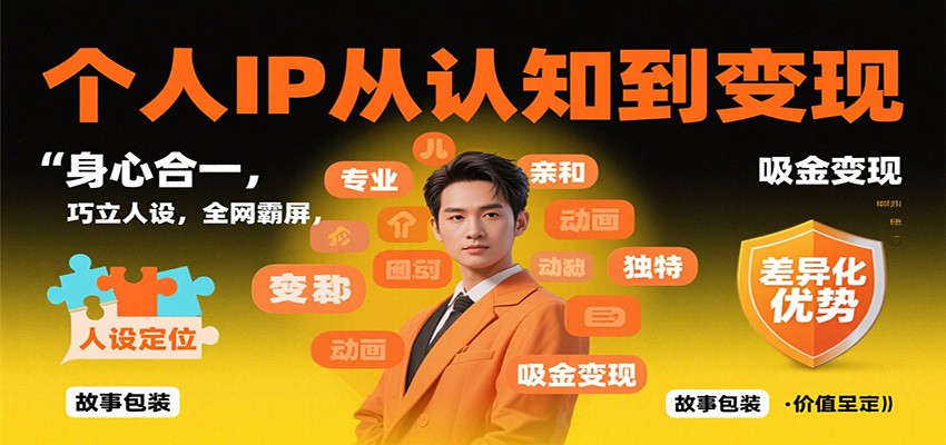 个人IP从认知到变现，身心合一，巧立人设，全网霸屏，吸金变现-领学通