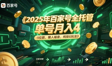 2025年百家号全托管，单号月入4-5位数，懒人福音，纯挂G玩法【揭秘】-领学通