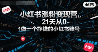 小红书涨粉变现营，21天从0-1做一个挣钱的小红书账号-领学通