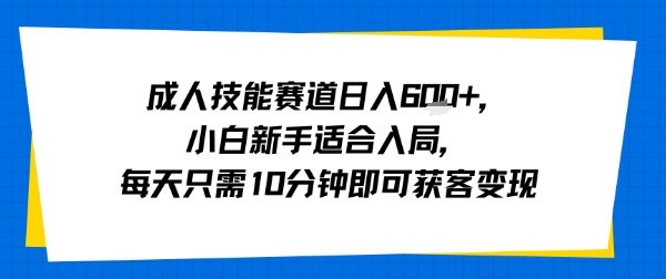 成人技能赛道日入多张，小白新手适合入局，每天只需10分钟即可获客变现-领学通