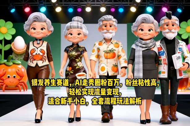 银发养生赛道,AI走秀圈粉百万,粉丝粘性高,轻松实现流量变现,适合新手小白,全套流程玩法解析-领学通